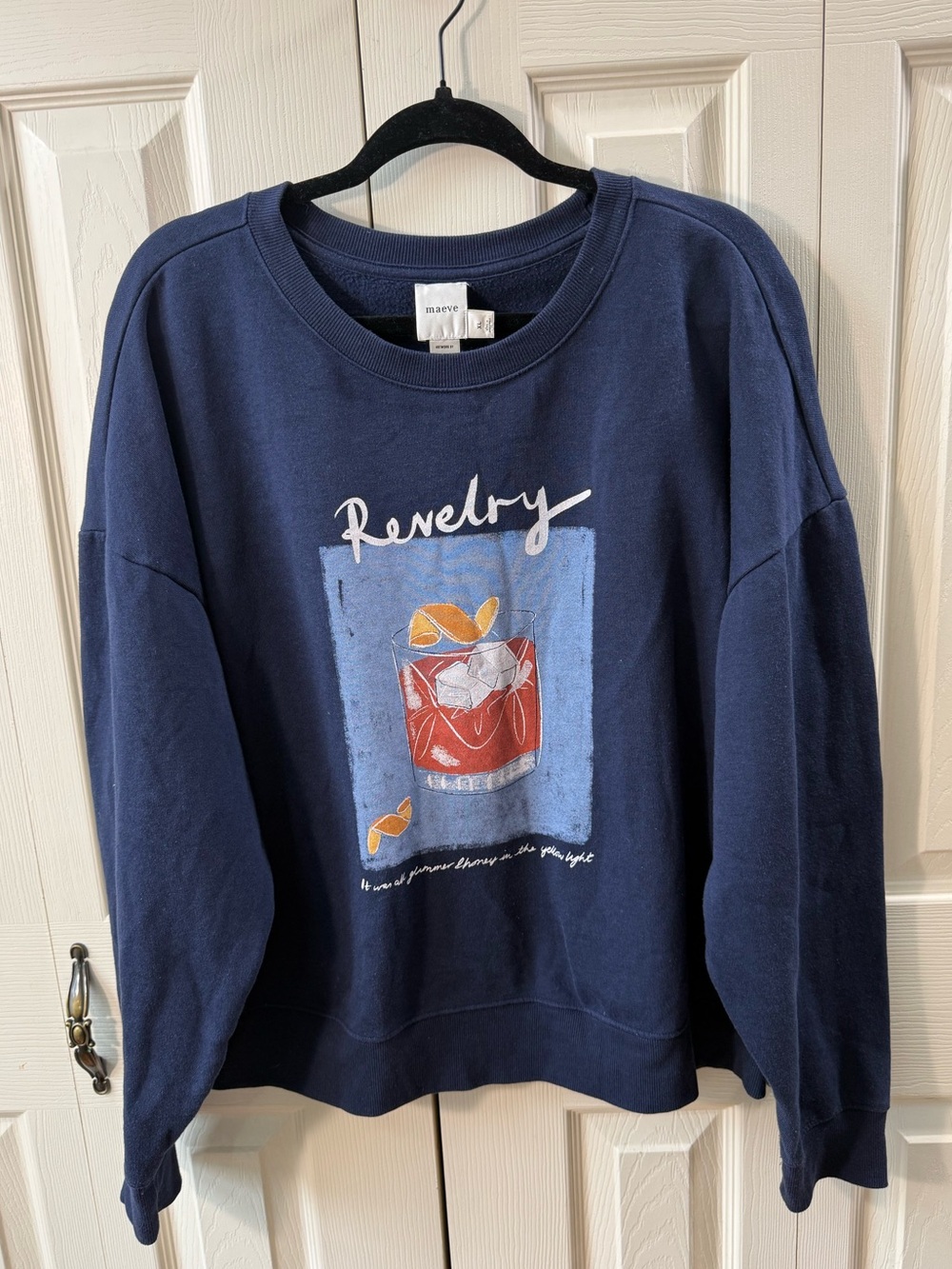 Maeve x Natalia Bagniewska Revelry Cocktail Graphic Sweatshirt Navy Size XL